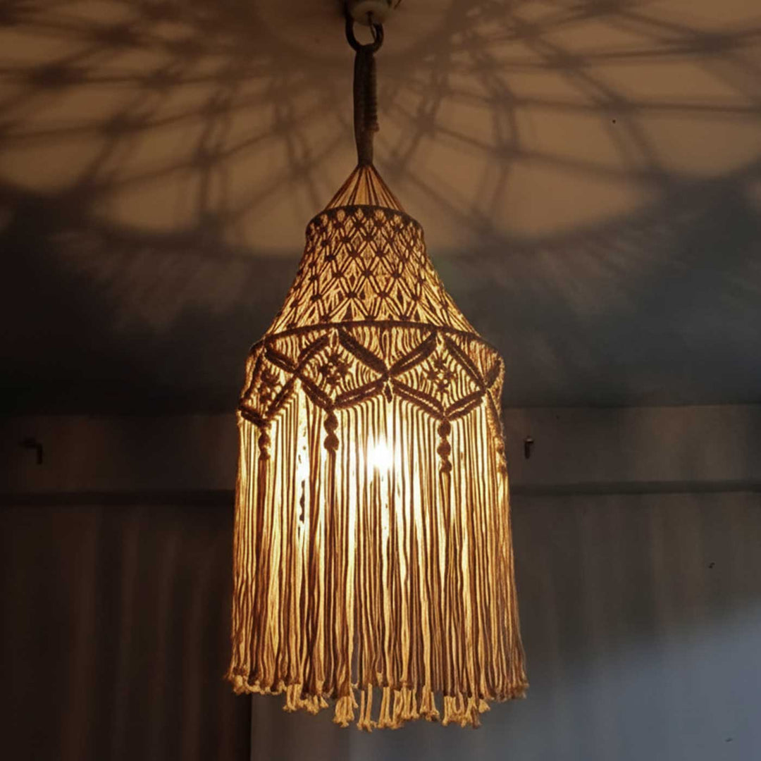Handmade Macrame Aesthetic Design Cotton Hanging Lamp