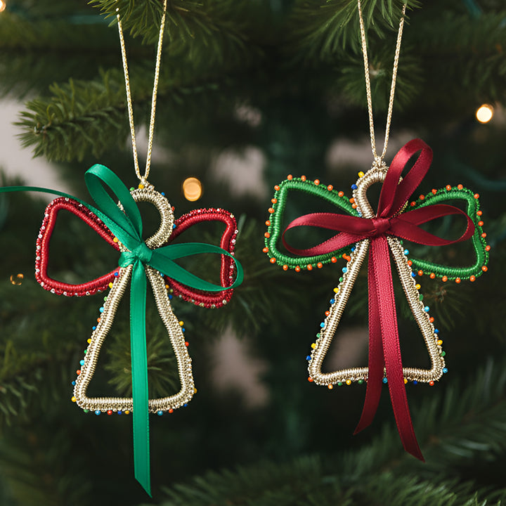 2 Pc | Handmade Gold Angel Ornaments For Christmas Decoration