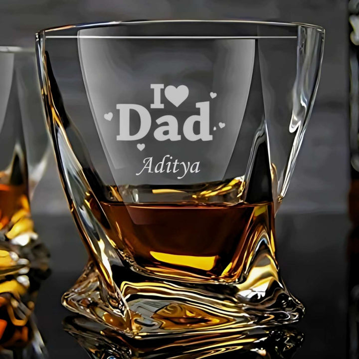 Personalized  Engraved I Love Dad Theme Whiskey Glass | 310 ml