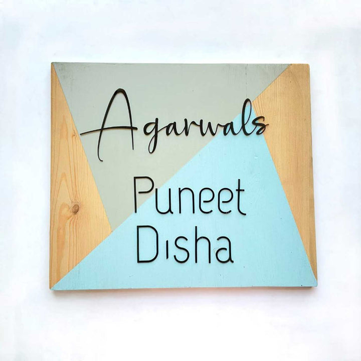 Personalized Minimal  Pine Teal Rectangle Pine Wood Name Plate With 3D Letters