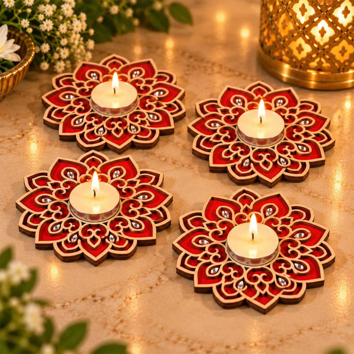 Handcrafted Classic Mandala Layered Wooden Tealight Holder