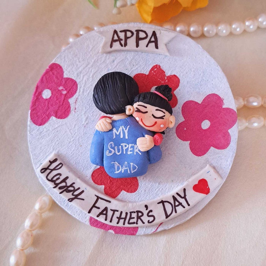 Personalized Handmade White Floral Theme MDF Wood Fridge Magnet For Fathers