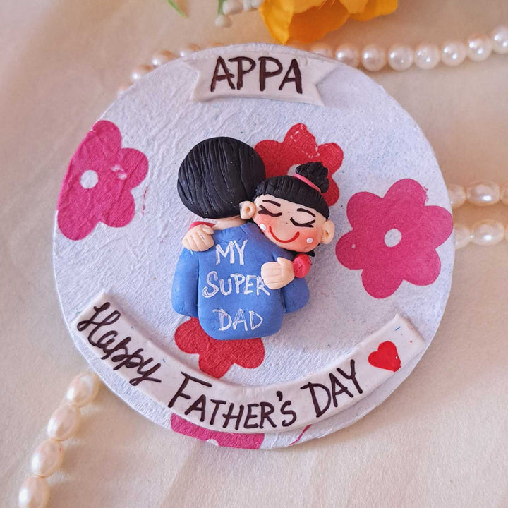 Personalized Handmade White Floral Theme MDF Wood Fridge Magnet For Fathers