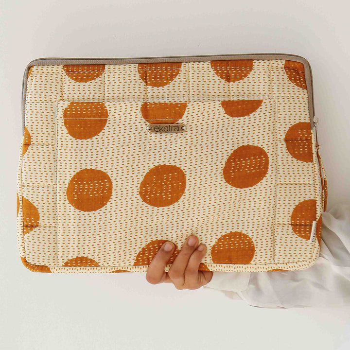 Handmade Sustainable Yellow Dots Laptop Sleeve