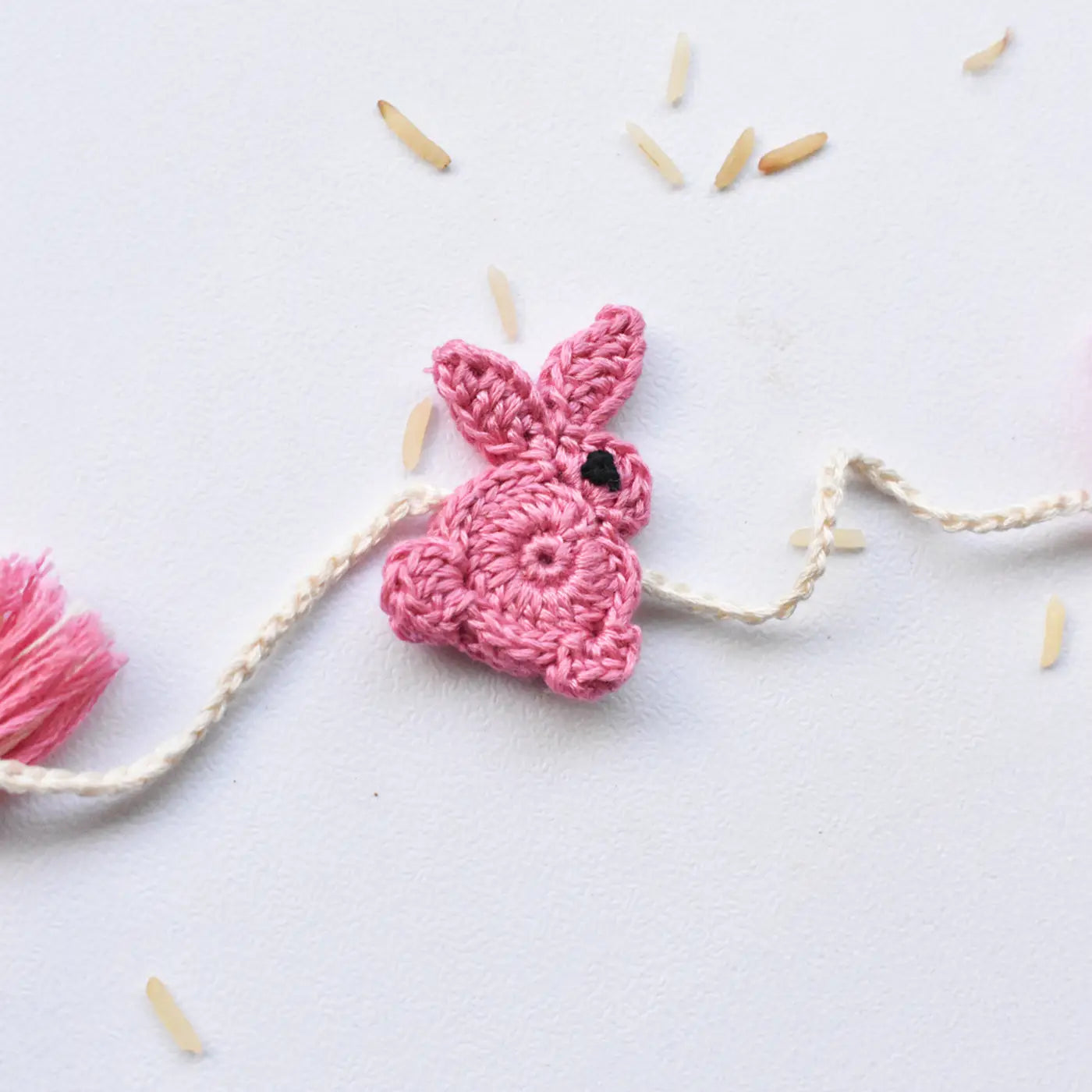 Buy Handmade Crochet Rabbit Theme Kids Rakhi With Roli Chawal Online On ...