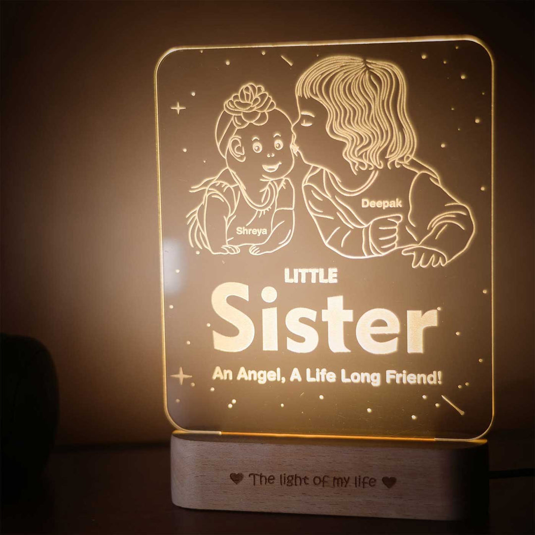 Personalized Engraved Angels Glow Acrylic Table Lamp