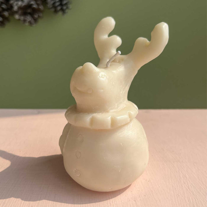 Handmade Round Reindeer Pillar Candle For Christmas Decoration