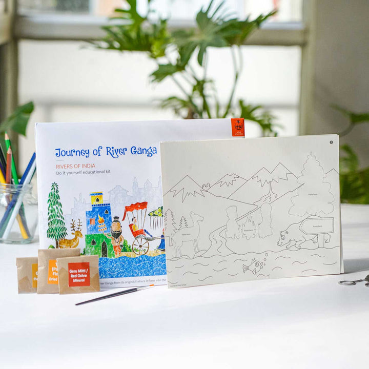 Ganga Rivers of India DIY Kit | 11 Coloring Templates, 1 Map Of India And Instruction Sheet