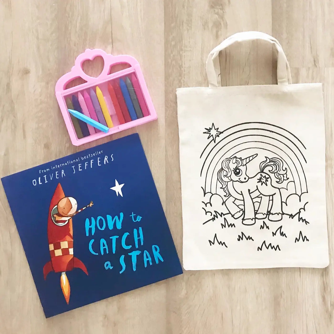 DIY Colour It Yourself Unicorn Cotton Kids Tote Bag