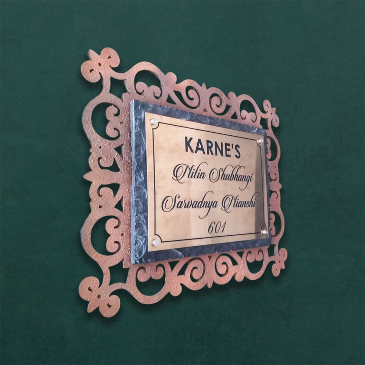 Personalized Weatherproof Rose Gold & Blue Copper Stainless Steel Name Plate
