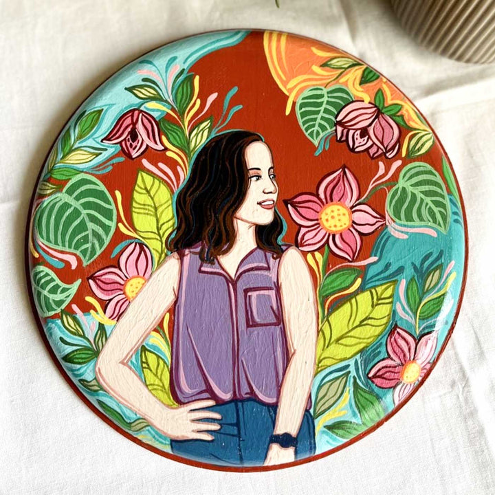 10 Inch | Photo Personalized Hand Painted Pop Art Illustrated Caricature Wall Plate With Stand