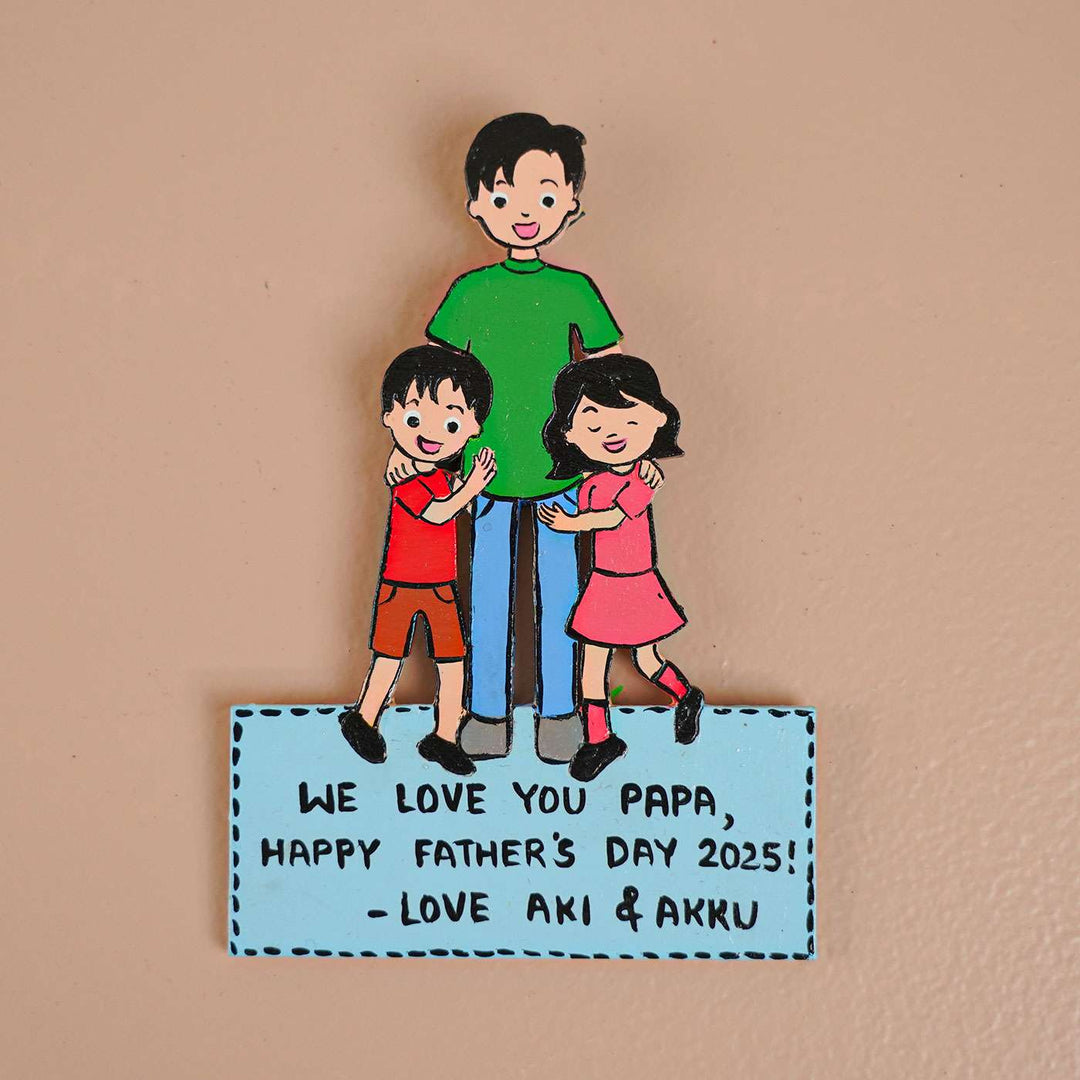 Personalized Caricature Cutout MDF Wood Fridge Magnet For Fathers