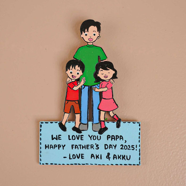 Personalized Caricature Cutout MDF Wood Fridge Magnet For Fathers
