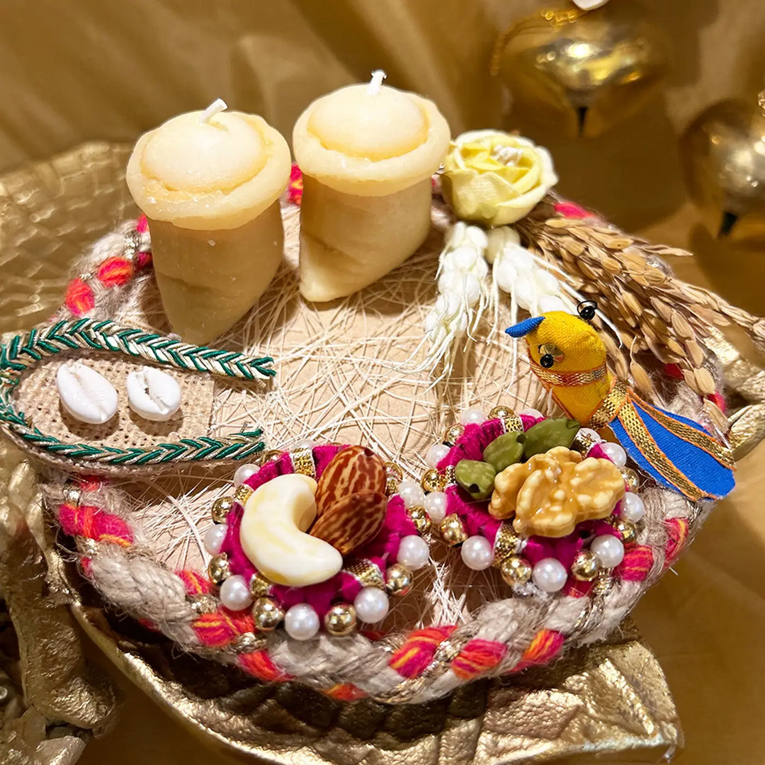 Handmade Realistic Puja Thali Candle For Diwali Decoration
