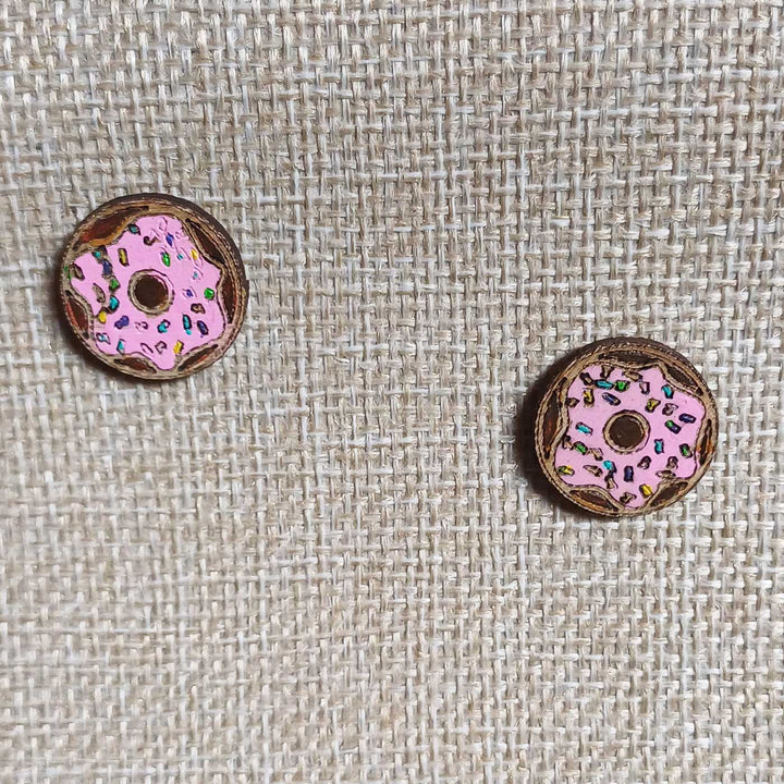 Handmade Doughnuts Wooden Earrings