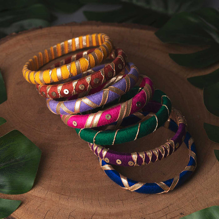 Multicolor Handcrafted Elegant Gotta Patti Bangles | Set of 7
