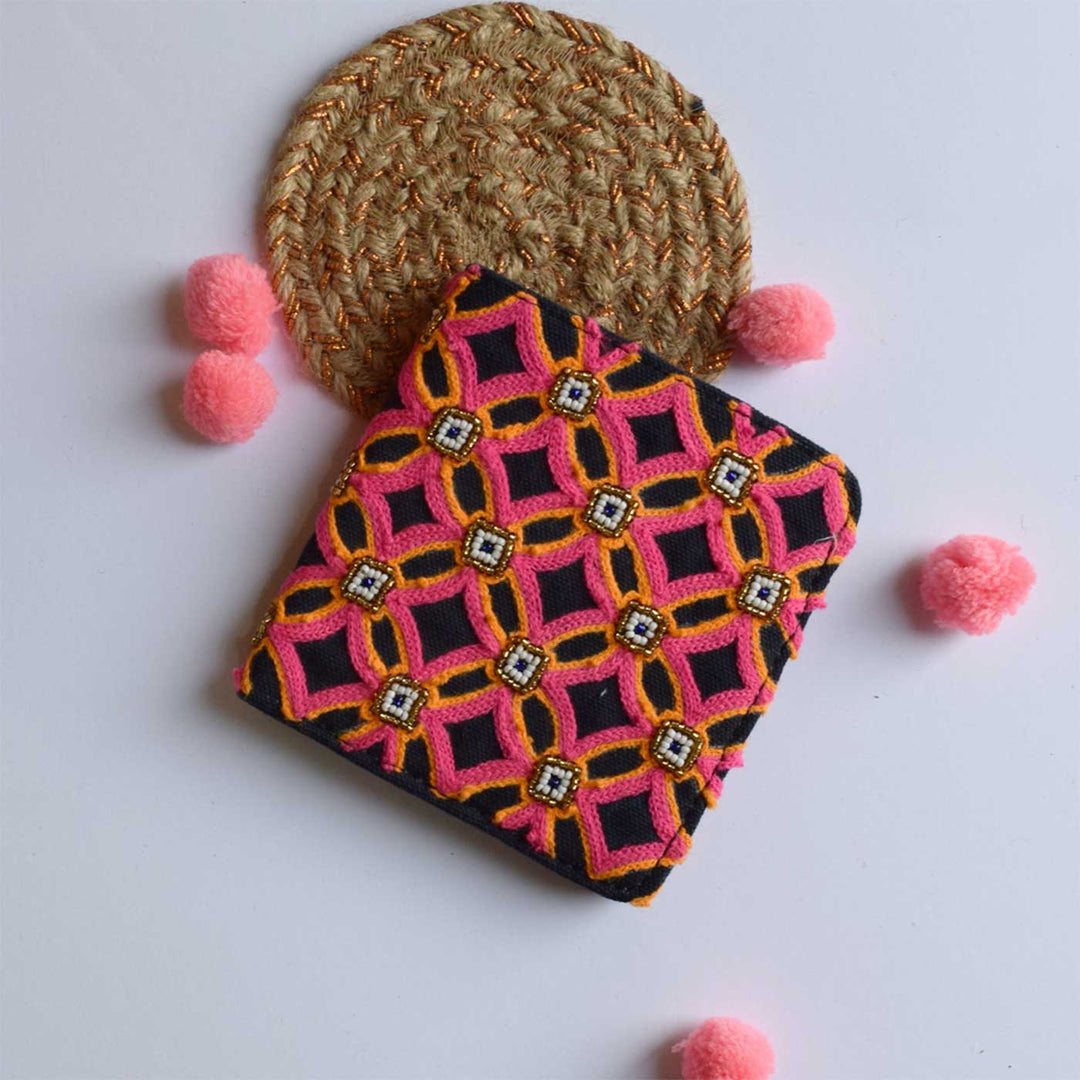 Handmade Embroidered Samira Design Canvas Wallet