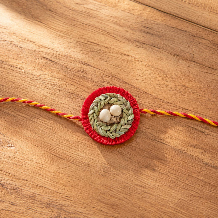 Plantable Basera Rakhi With Bird's Nest Motif in Fennel & Pea Seeds For Brother
