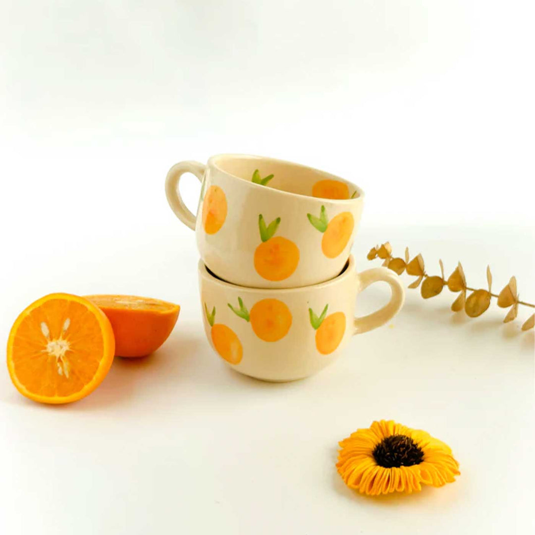 Handmade The Orange Affair Design Ceramic Mug