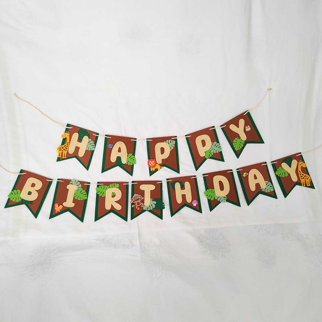 Handmade Jungle Safari Theme Felt Happy Birthday Banner