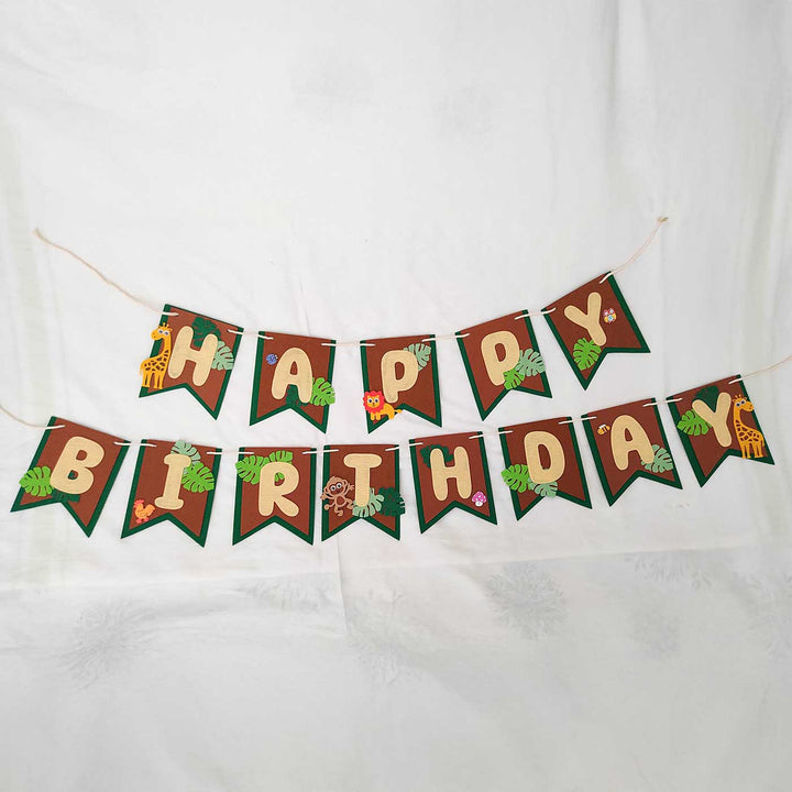 Handmade Jungle Safari Theme Felt Happy Birthday Banner