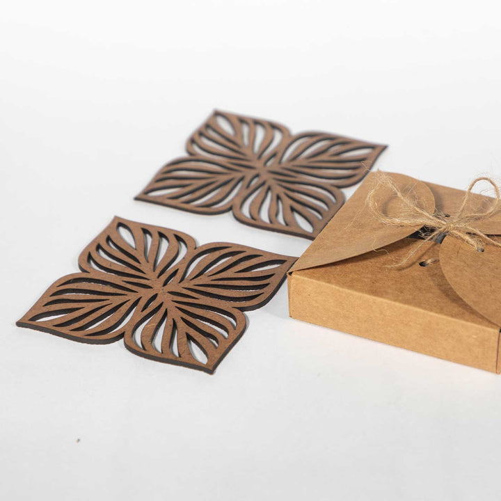 Four Leaf Clover MDF Elegant Laser-Cut Charm Coaster Set | Set of 6