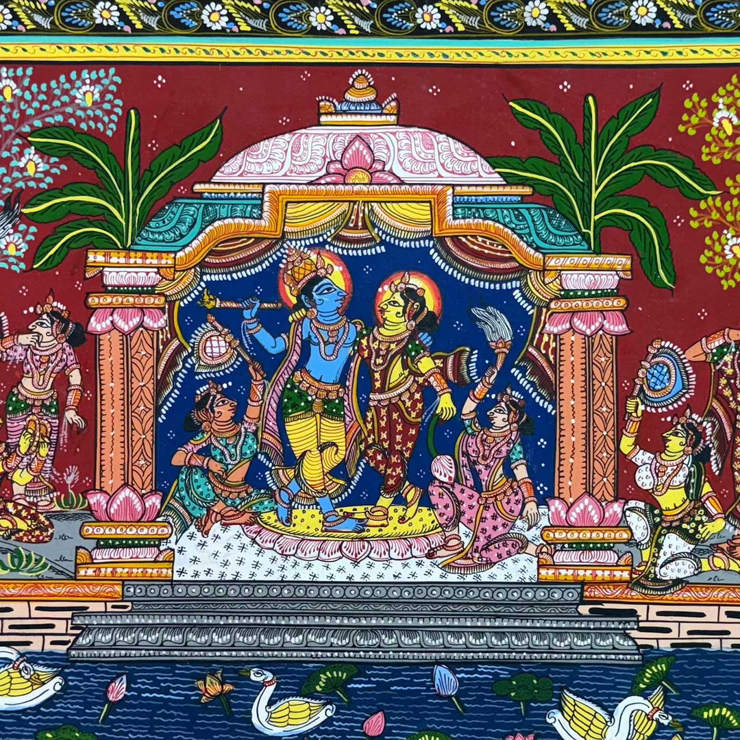 18 X 40 Inch | Handmade Canvas Yamunaras Painting