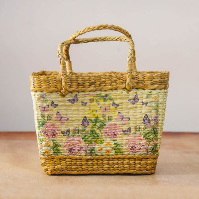 Handcrafted Kauna Grass Printed Grocery Bag