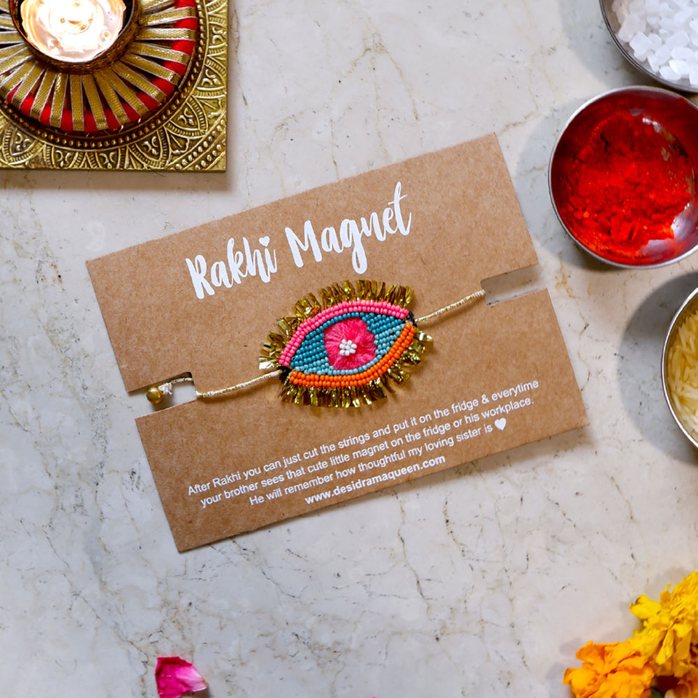 Handmade Mustache Felt Rakhi For Brother - Product on Packaging Card