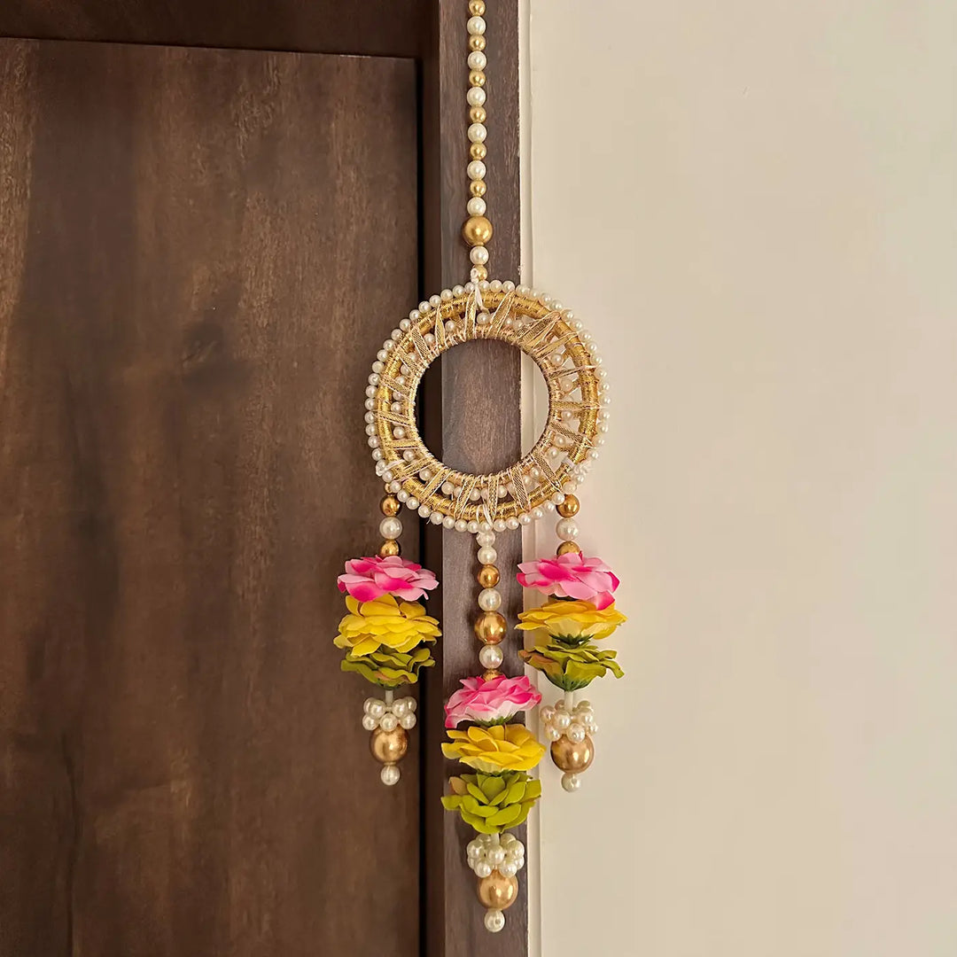 Handmade Beaded Multicolor Rose & Moti Hanging