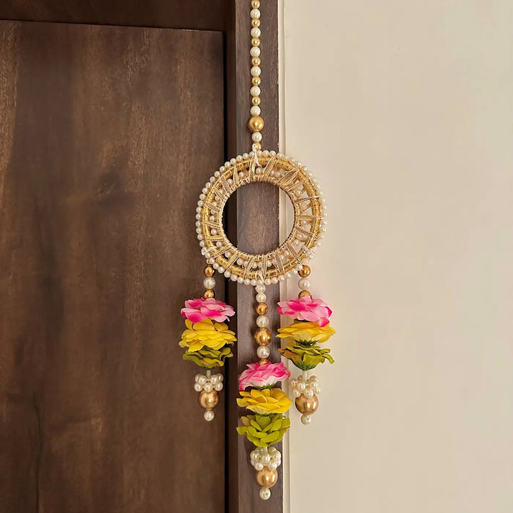 Handmade Beaded Multicolor Rose & Moti Hanging