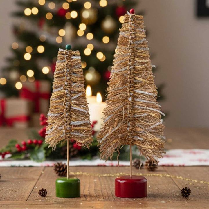 Handmade Banana Bark And Bamboo Frill Tree Christmas Ornaments