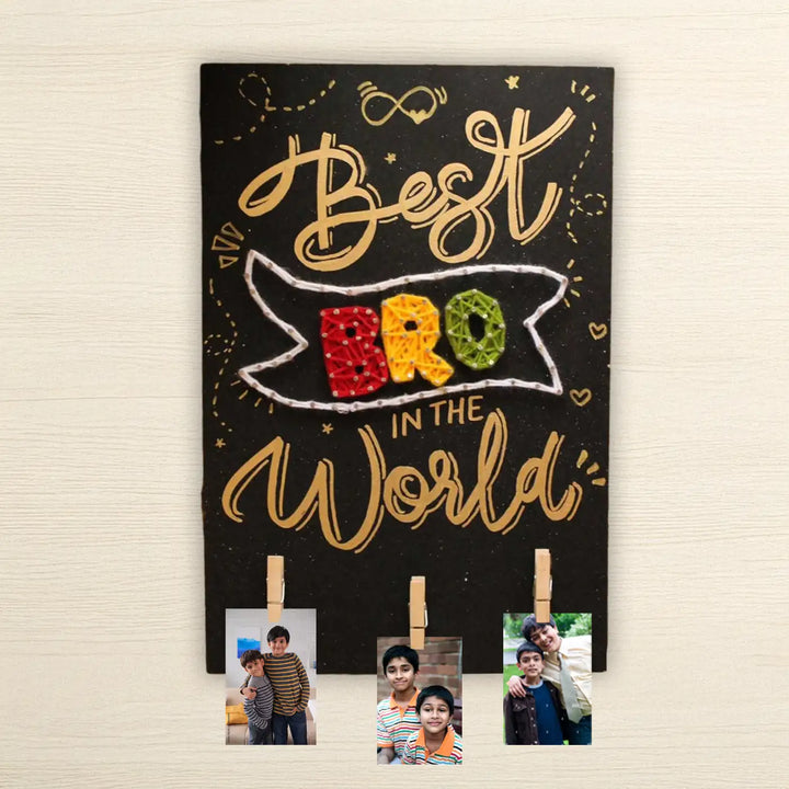 Handmade String Art "Best Bro In The World" Mdf Wood Decorative Plaque