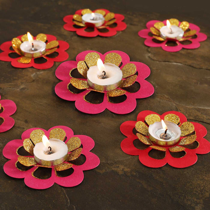 Handmade Phool Rangoli Design Paper Tealight Holder
