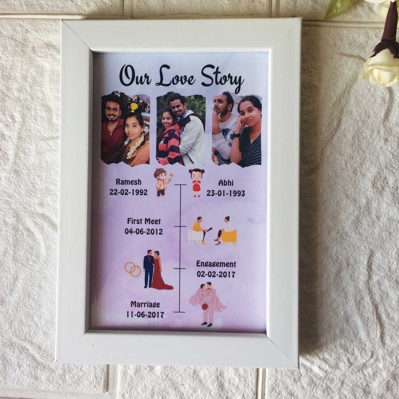 Buy Photo Personalized Love Story Wooden Photo Frame Online On Zwende