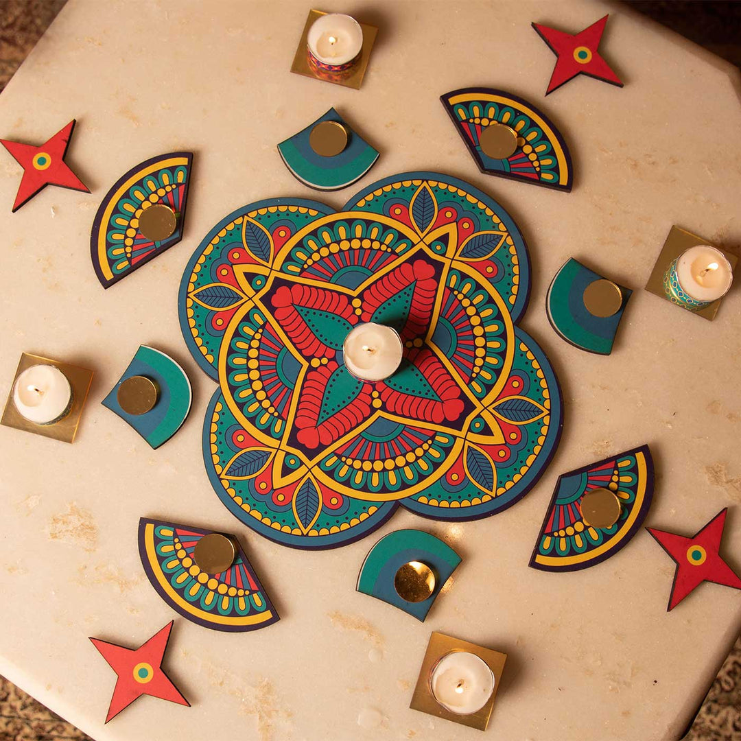 Buy Reusable 17 Piece Fuljadi MDF Wood Rangoli Online On Zwende