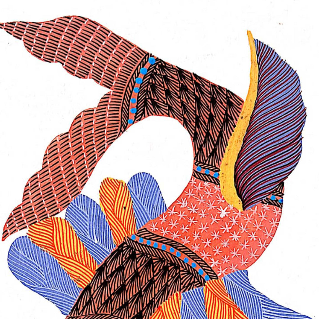 6 x 8 Inch | Colorful Fish | Original Hand painted Tribal Gond Art Painting | Acrylic Paints On Paper