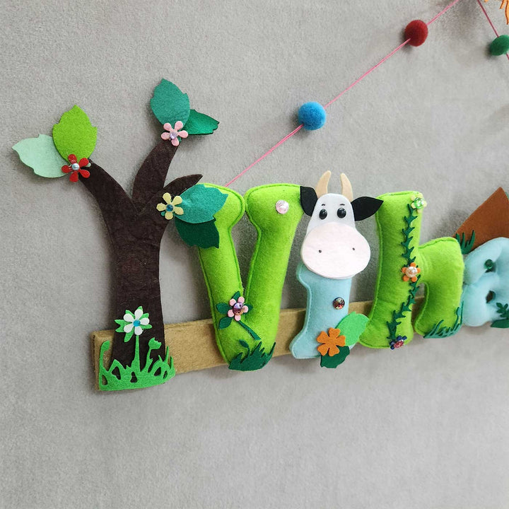 Personalized Shri Krishna Theme Felt Kids Name Plate