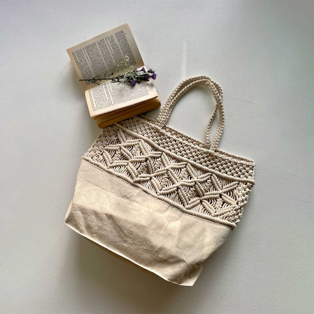 Handmade Macrame Beach Please Tote Bag