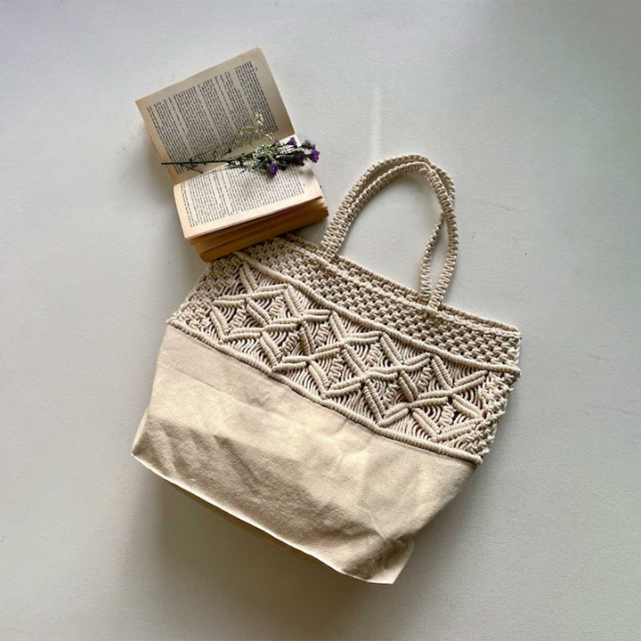 Handmade Macrame Beach Please Tote Bag