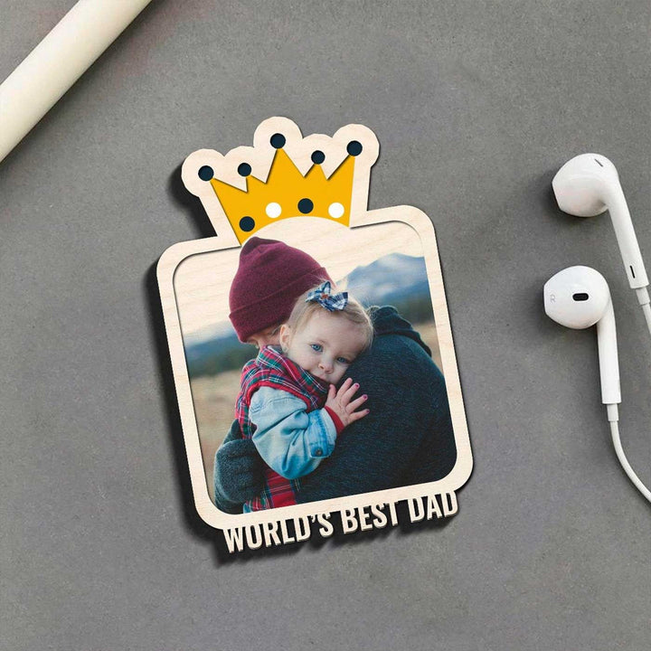 Photo Personalized Printed Fathers Day Theme Wooden Fridge Magnet For Fathers | Set Of 3