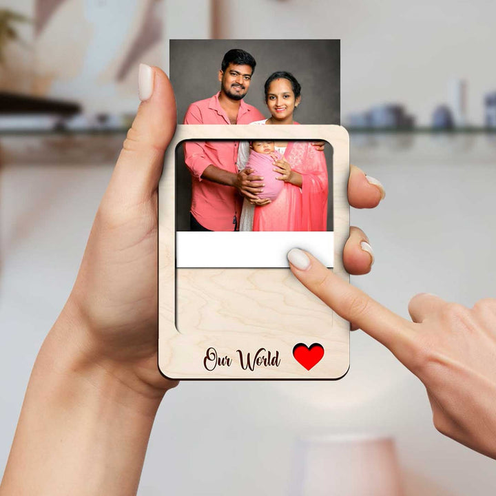 Photo Personalized Printed "Our World" Wooden Fridge Magnet