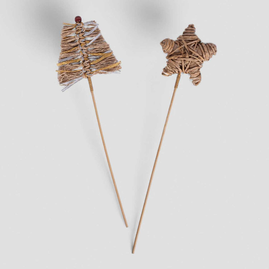 2 Pc | Handmade Merry Star And Frill Tree Sticks