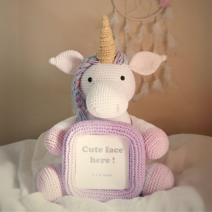 Handmade Crochet Unicorn Photo Frame for Kids