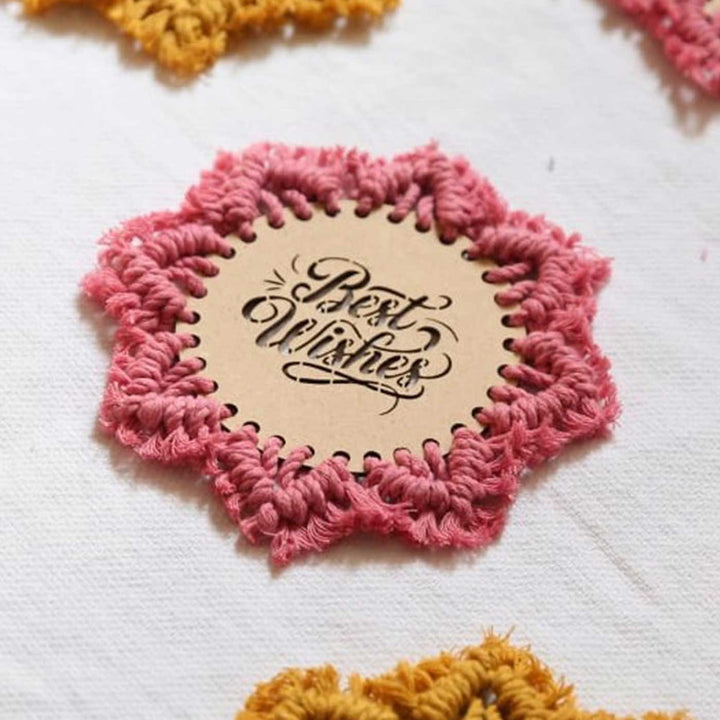 Set Of 2 | Handmade Macrame Best Wishes Design Cotton Coaster