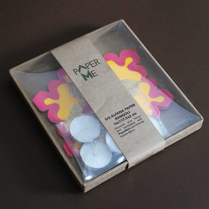 Handmade Alpana Rangoli Design Paper Tealight Holder