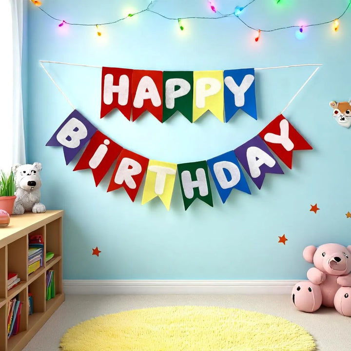 Handmade Swallow Shaped Felt Happy Birthday Bunting