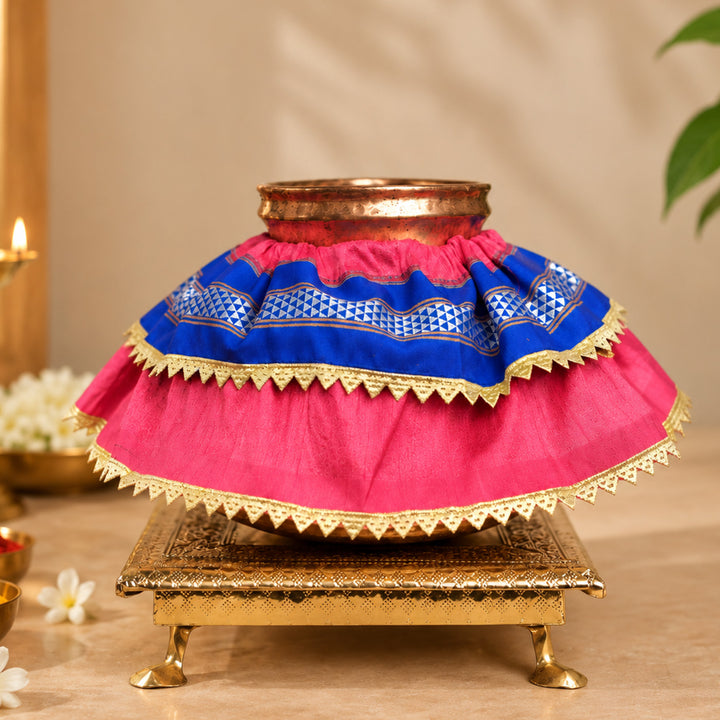 Handmade Khun Raw Silk Kalash Vastra For Pooja Decor