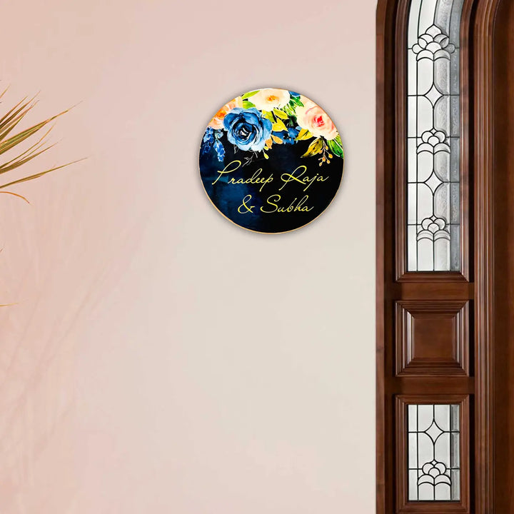 Personalized Round Floral Theme Resin Name Plate