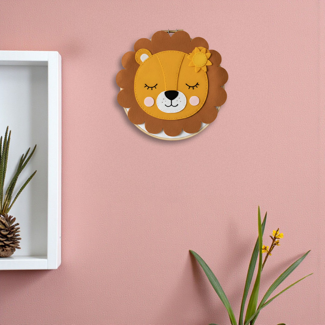 Handmade Lion Theme Felt Wall Hoop